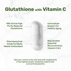 Glutathione Supplement 1,000mg Per Serving, 98% Purity | Plus Vitamin C 500mg, Active Reduced Form (GSH) | Intracellular Antioxidant – Supports Detoxification & Immune Health