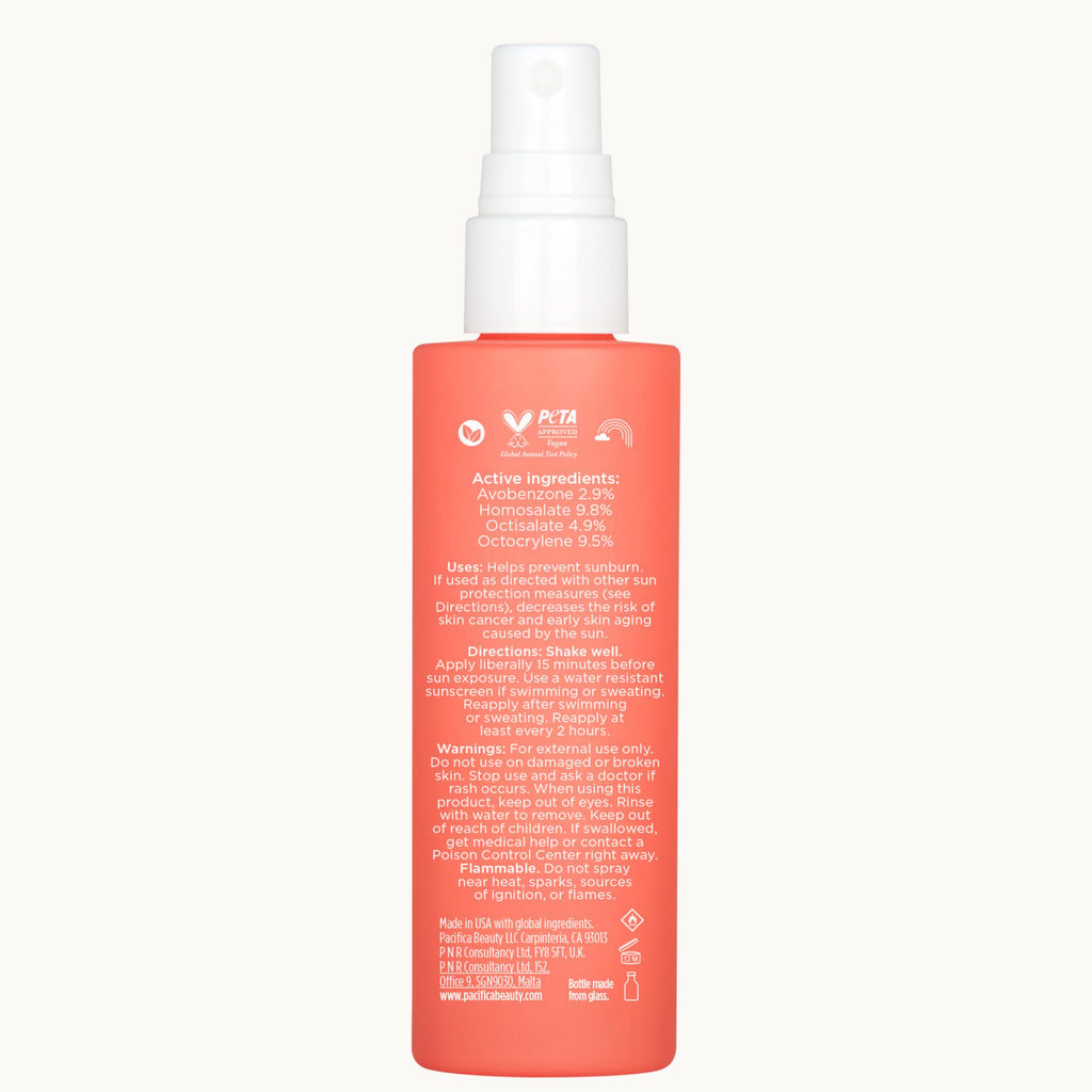 Pacifica Setting Spray Glow Baby Brightening Mist, Broad Spectrum SPF 45, UVA/UVB Protection, Blue Light Protection, Facial Mist, Suncare, Skin Care, Vegan, 1.7 fl oz (1 Count)
