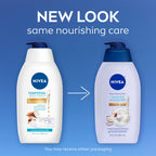 NIVEA Pampering Coconut and Almond Milk Body Wash with Nourishing Serum, Moisturizing Body Wash for Women, Enriched with Provitamin B5 and Vitamin E, 20 Fl Oz Bottle, Pack of 3