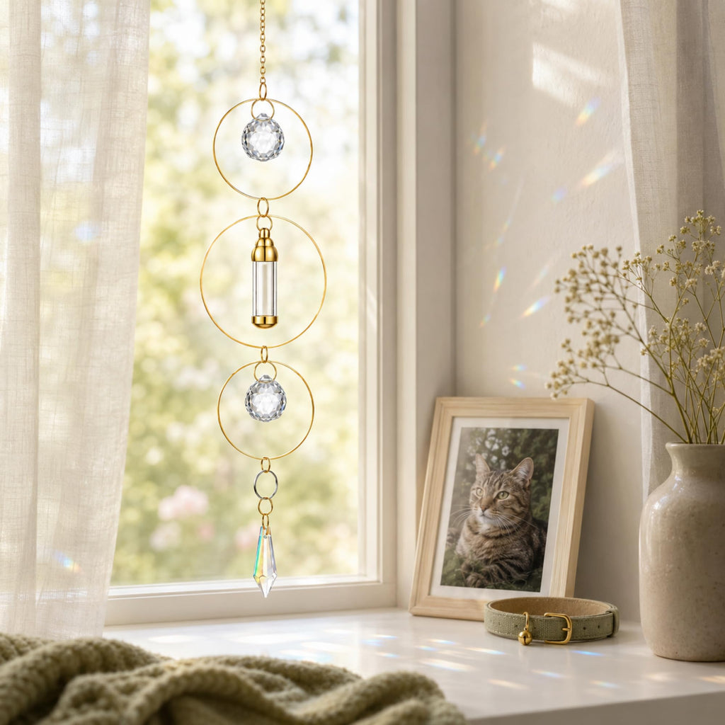 Yalikop Pet Memorial Urn Suncatcher Dog Cat Memorial Gifts,Ring