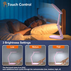 Akejrym LED Desk Lamp for Office Home & Battery Operated Lamp Rechargeable Lamp Foldable & Portable Light, [2-Fold Bracket] 3 Brightness Dimmable Small Desk Lamp Wireless Reading Lamp (Pink)