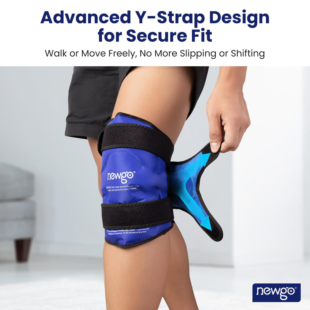 NEWGO Knee Ice Pack Wrap, Ice Pack for Knees Cold Compression Therapy for Knee Replacement Surgery, Arthritis Pain, ACL, Swelling, Sports Injuries (21.7" x 9.8") - Blue