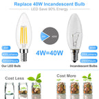 GOLSPARK Dimmable E12 LED Bulb 40W Equivalent, 4000K Natural Daylight Candelabra LED Light Bulbs 4W, 400LM, CRI 85+, Type B Bulb, Clear Filament Candle Light Bulbs for Chandelier Ceiling Fan, 6 Pack