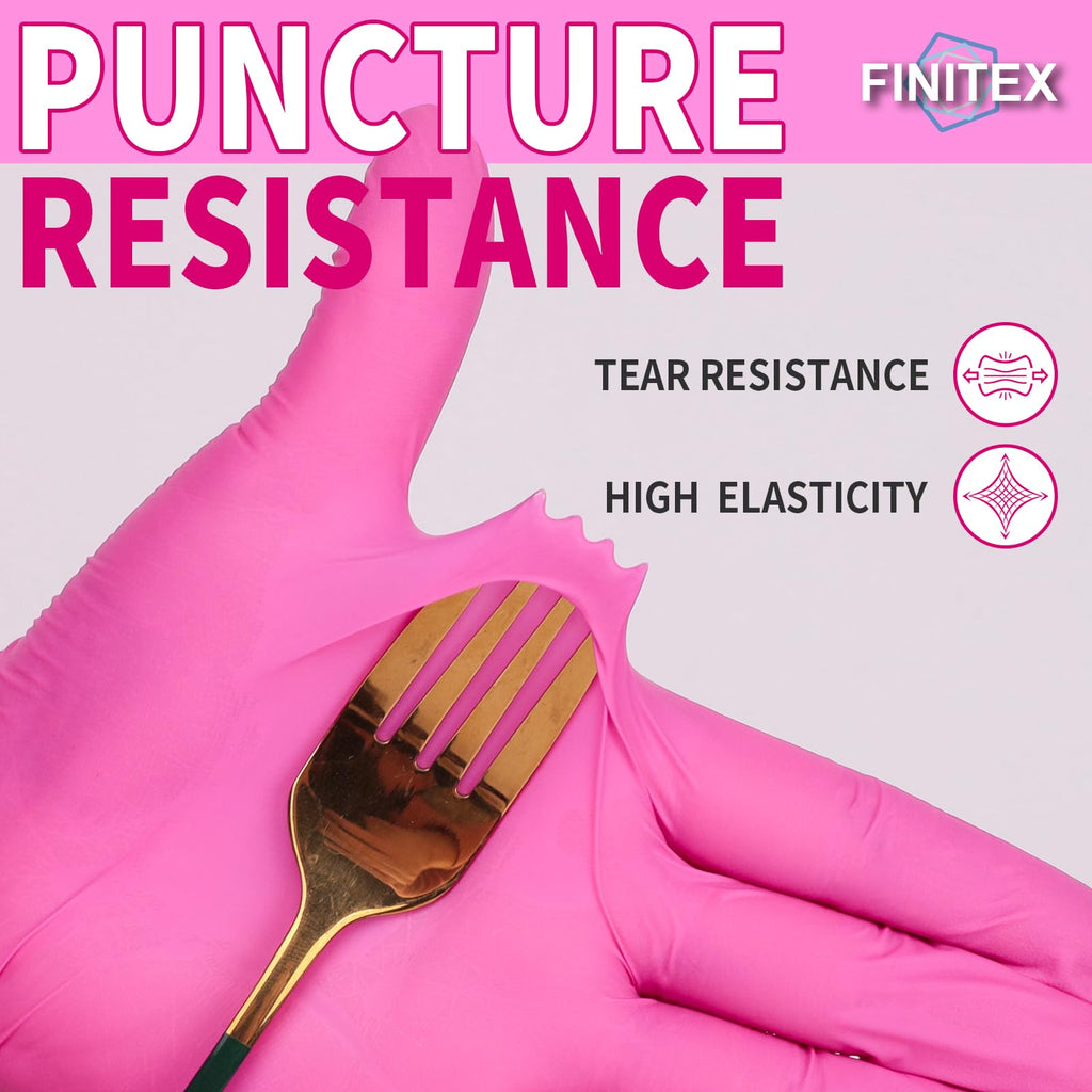 FINITEX Nitrile Disposable Latex-Free Gloves - 1000PCS/Case Powder-Free Guantes de Nitrilo Cleaning Medical Exam Food Cooking Gloves Rose Red(Small)