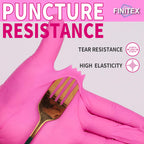FINITEX Nitrile Disposable Latex-Free Gloves - 1000PCS/Case Powder-Free Guantes de Nitrilo Cleaning Medical Exam Food Cooking Gloves Rose Red(Small)
