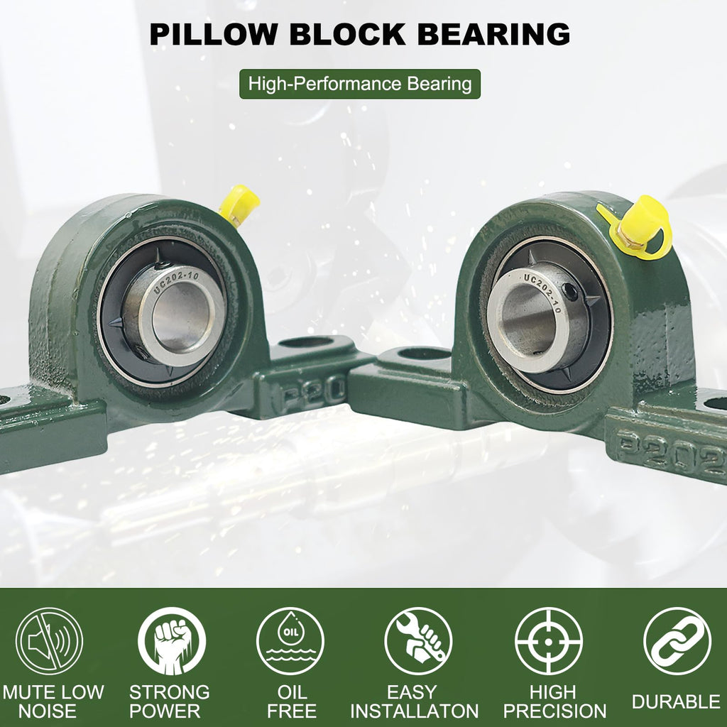SACKORANGE 2 Pack UCP202-10 Pillow Block Bearing - 5/8" Mounted Pillow Block Bearings Solid Cast Iron Base - Self Alignment