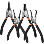 Small Tip Snap Ring Pliers Set, 4pcs 7" Internal/External Circlip Pliers Kit with Straight/Bent Jaw