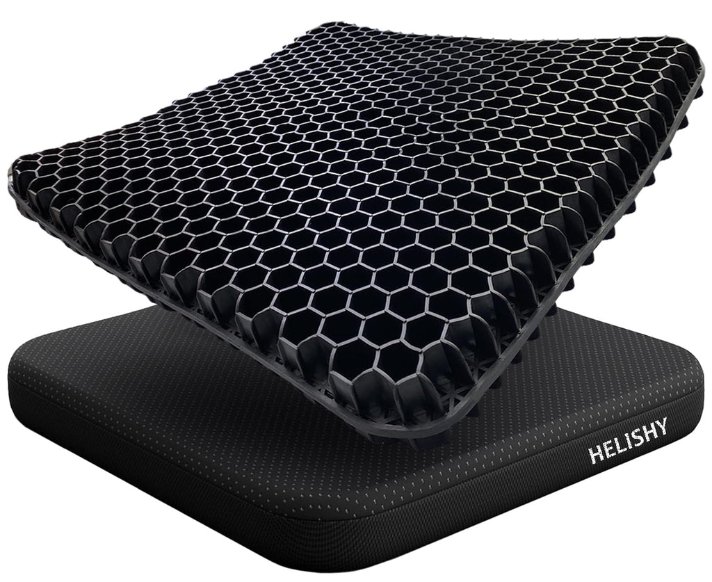 Gel Wheelchair Seat Cushion for Long Sitting - Cooling Office Chair Cushion for Sciatica, Back, Pressure Sore, Tailbone Pain Relief - Soft & Breathable Butt Pillow with Non-Slip Cover for Wheelchair