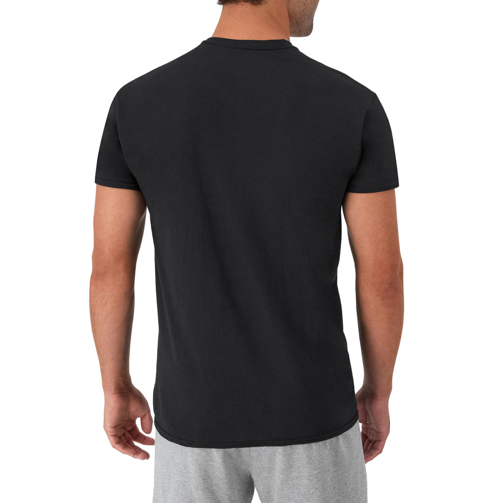 Hanes Mens Cotton, Moisture-wicking Crew Tee Undershirts, Multi-packs, Black/Grey/Blue Assorted - 6 Pack, Medium US