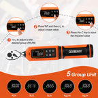 coobeast Digital Torque Wrench 1/4 Drive, 0.33-22.1 Ft.lbs./0.45-30Nm Range, Electronic Torque Screwdriver with Dual Direction Ratchet, Buzzer and LED Alert for Bicycle, Bike, DIY and Home Repair