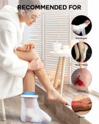 Waterproof Foot Cover for Shower Adult, Foot Cast Covers with Non-Slip Padding Bottom, Watertight Ankle Foot Cast Protector for Surgery Bandage Dressing Wound, Reusable