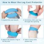 SUPERNIGHT Waterproof Knee Cast Cover for Shower, Adult PICC Line Covers for Knee, Watertight Reusable Cast Protector for Leg Surgeries Wound Bandage Black (Adult knee Blue)