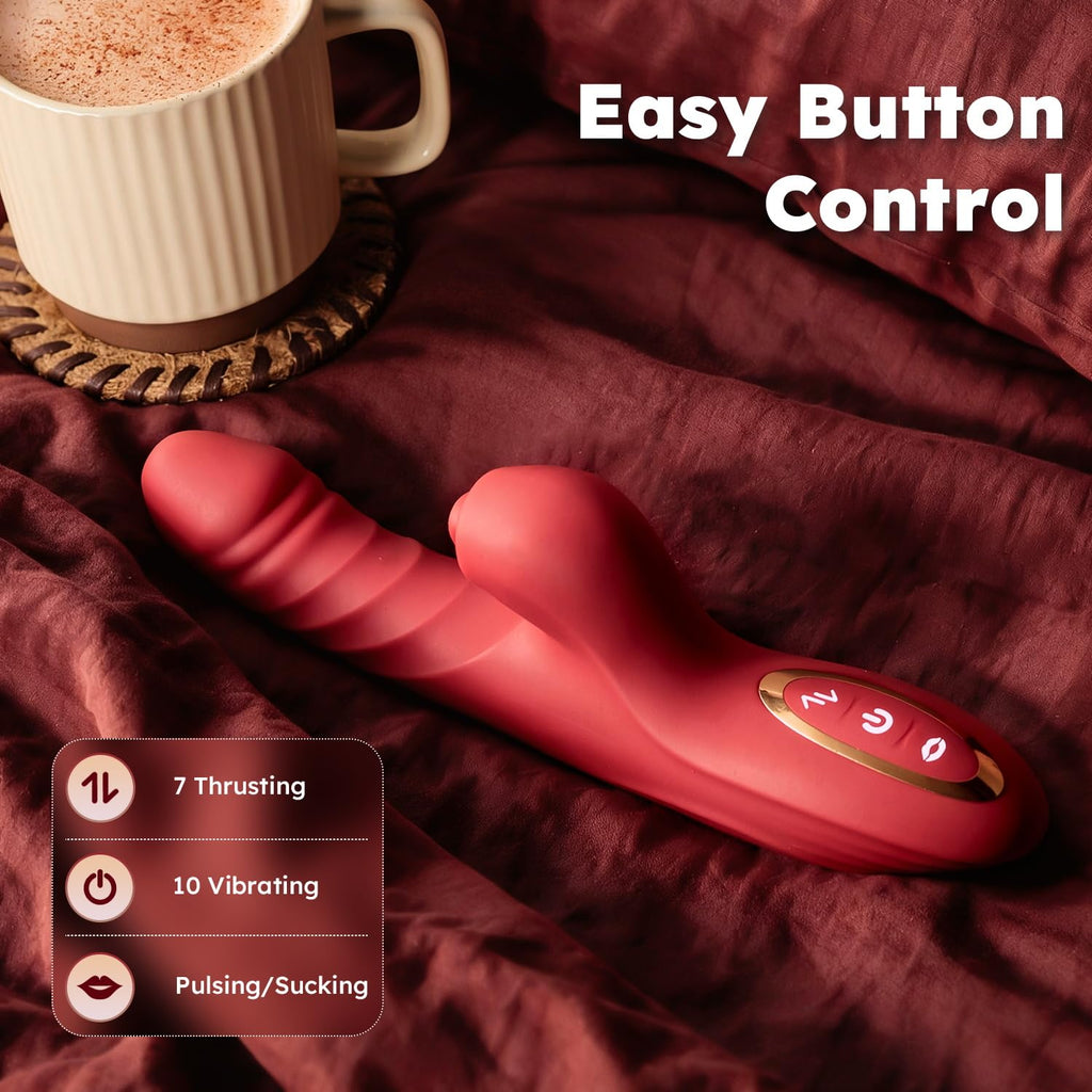 Toendi Rabbit Vibrator G Spot Sex Toys Thrusting Dildo Rose Toy for Women