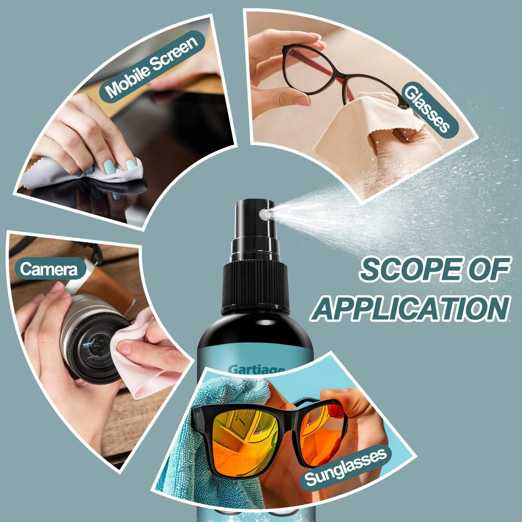 Gartiage Eyeglass Scratch Remover for Lenses, Eyeglass Cleaner Spray, Glasses Lens Scratch Remover for Eyeglasses, Sunglasses Cleaning Kit (2)