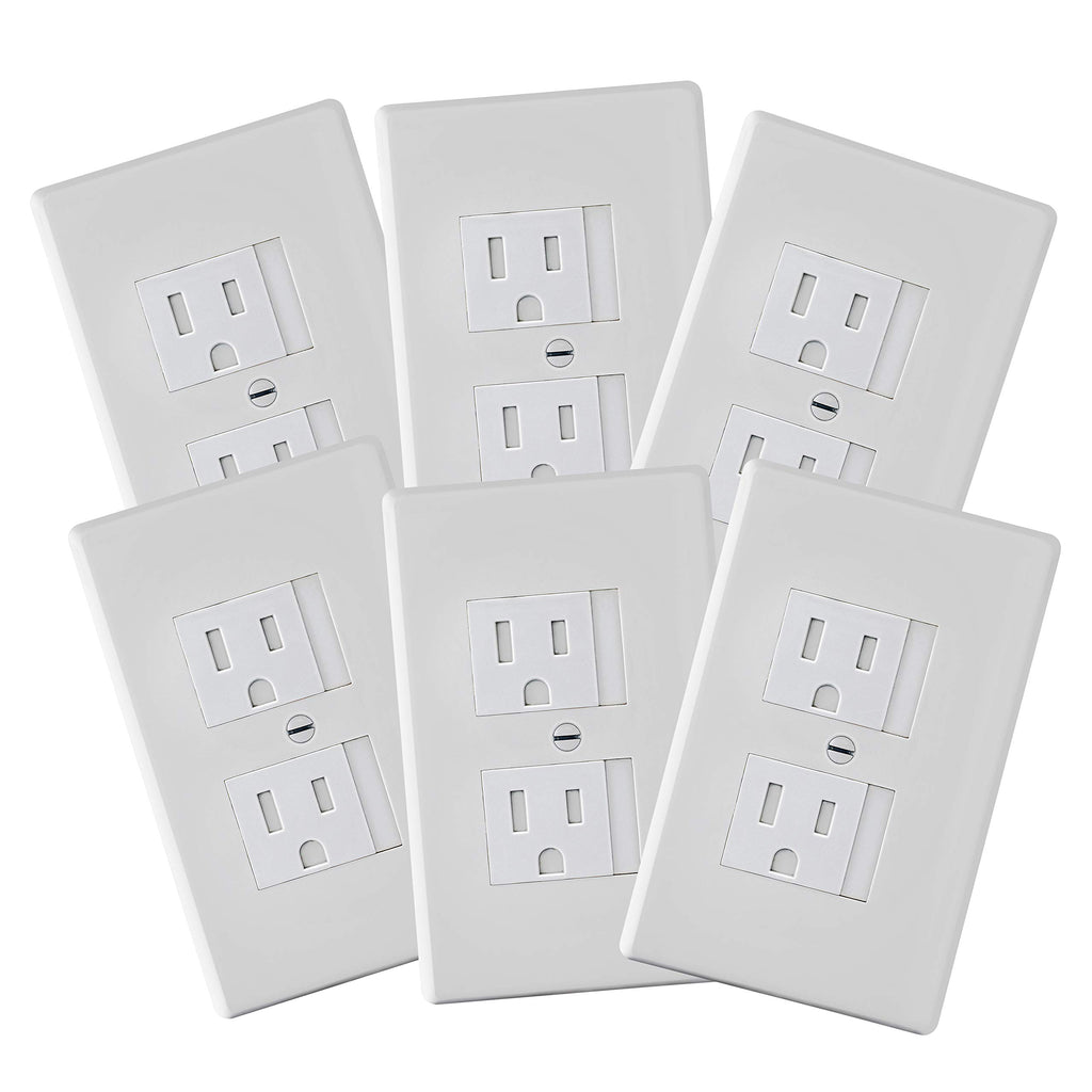 6-Pack Safety Innovations Self-Closing Outlet Covers (For Center Screw Outlets Only) - Measures 3"Wide x 4.75"High-An Alternative To Wall Socket Plugs for Child Proofing Outlets, (1-Screw), (White)