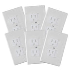 6-Pack Safety Innovations Self-Closing Outlet Covers (For Center Screw Outlets Only) - Measures 3"Wide x 4.75"High-An Alternative To Wall Socket Plugs for Child Proofing Outlets, (1-Screw), (White)
