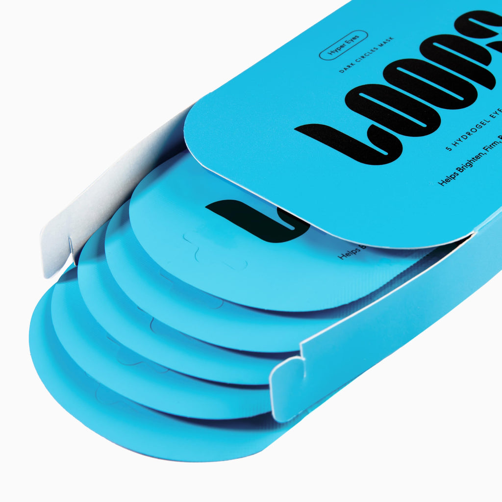 LOOPS Hyper Smooth Eye Hydrogel Eye Masks, Hydrate, Nourish and Help Reduce Dark Circles for Refreshed Eyes - Reduces Signs of Puffiness and Fortify Your Eyes - Moisturizing Under Eye Patches - 5pc