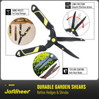 Jardineer 16.5'' Hedge Shears, Lightweight Hedge Clippers Handheld with Shock-Absorbing Bumpers and Sharp Steel Wavy Blade, Landscaping Shears for Trimming Hedges, Shrubs and Shaping Bushes
