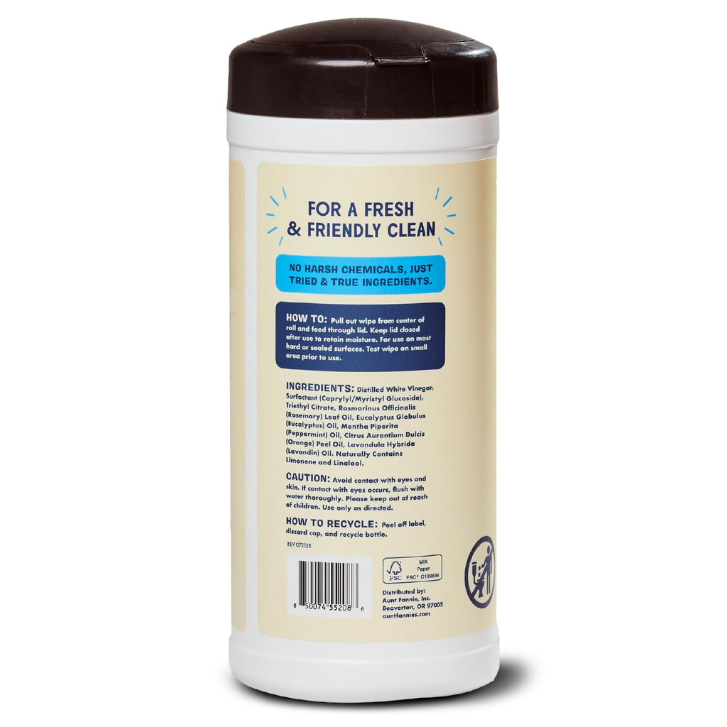 Aunt Fannie's Glass & Window Cleaning Wipes, Natural Streak-Free Glass Cleaner, 35 Count (Pack of 6)