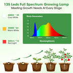 PlantaPulse Grow Lights for Indoor Plants, Ultra-Thin Panel, 540LEDs Full Spectrum, 8/12/16H Timer, 10 Dimmable Levels