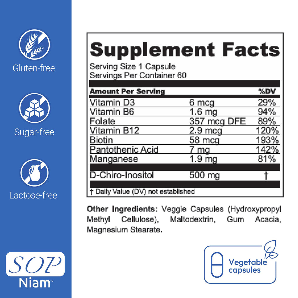 SOP NIAM D-Chiro Inositol 500mg 2-Month Supply | High Potency Inositol
