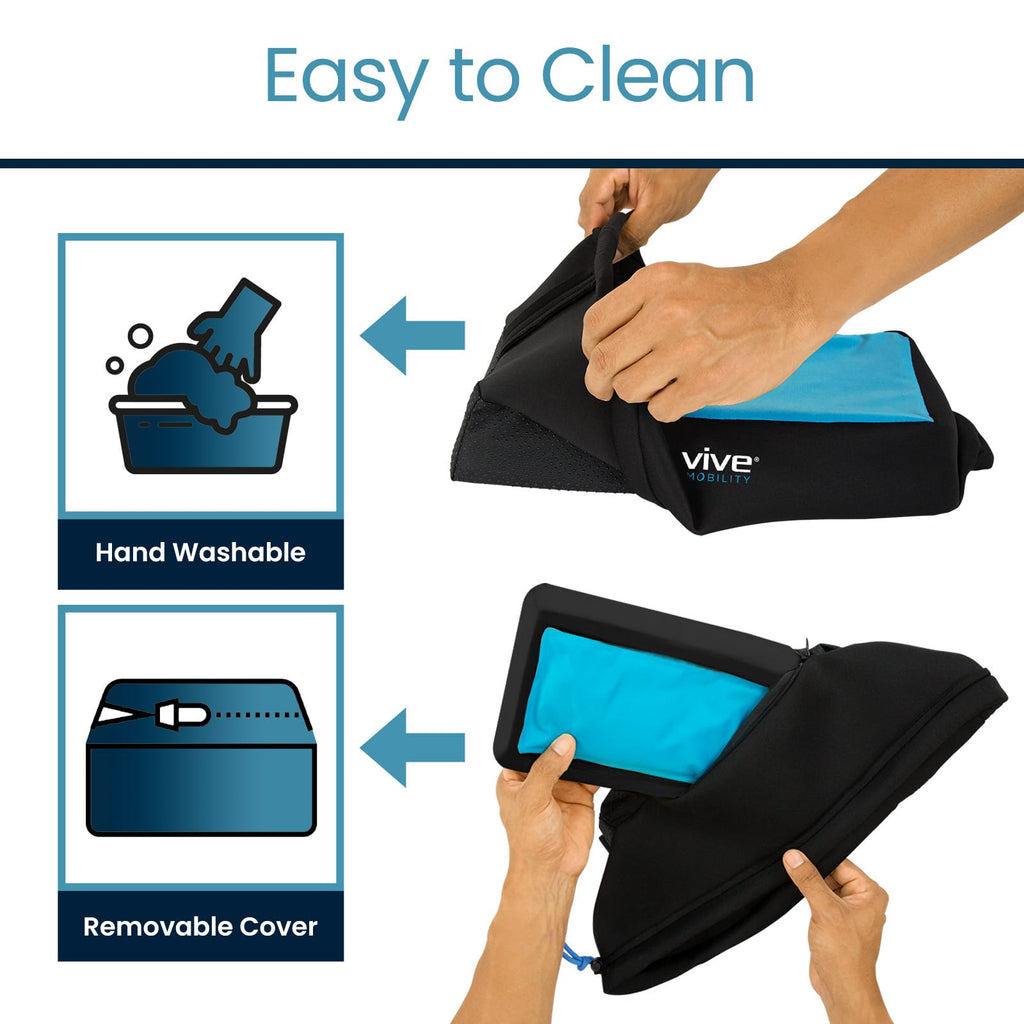 Vive Mobility Knee Walker Padded Gel Cover - Premium Comfort Gel Cushion, Accessory for Knee Scooters, Padded Accessories, Leg Cart Roller Improves Comfort During Injury, Fits Most Knee Trollys (Blue)