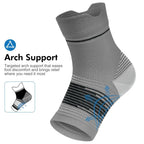 Plantar Fasciitis Sock (6 Pairs) for Men and Women, Compression Foot Sleeves with Arch and Ankle Support, Gray, Large