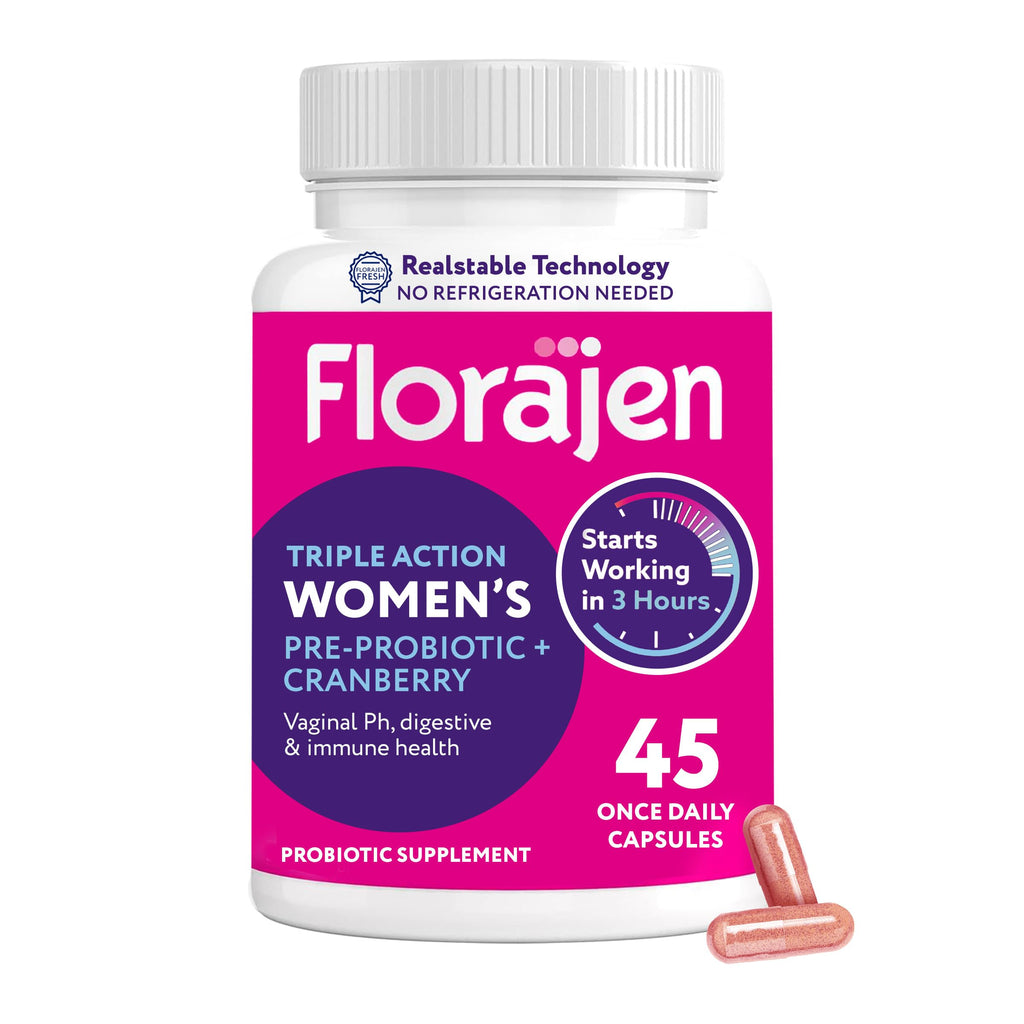 Florajen Women's Probiotic - Prebiotic & Cranberry Supplement for Vaginal Health, Immune Support, & Digestive Wellness - 30-Count
