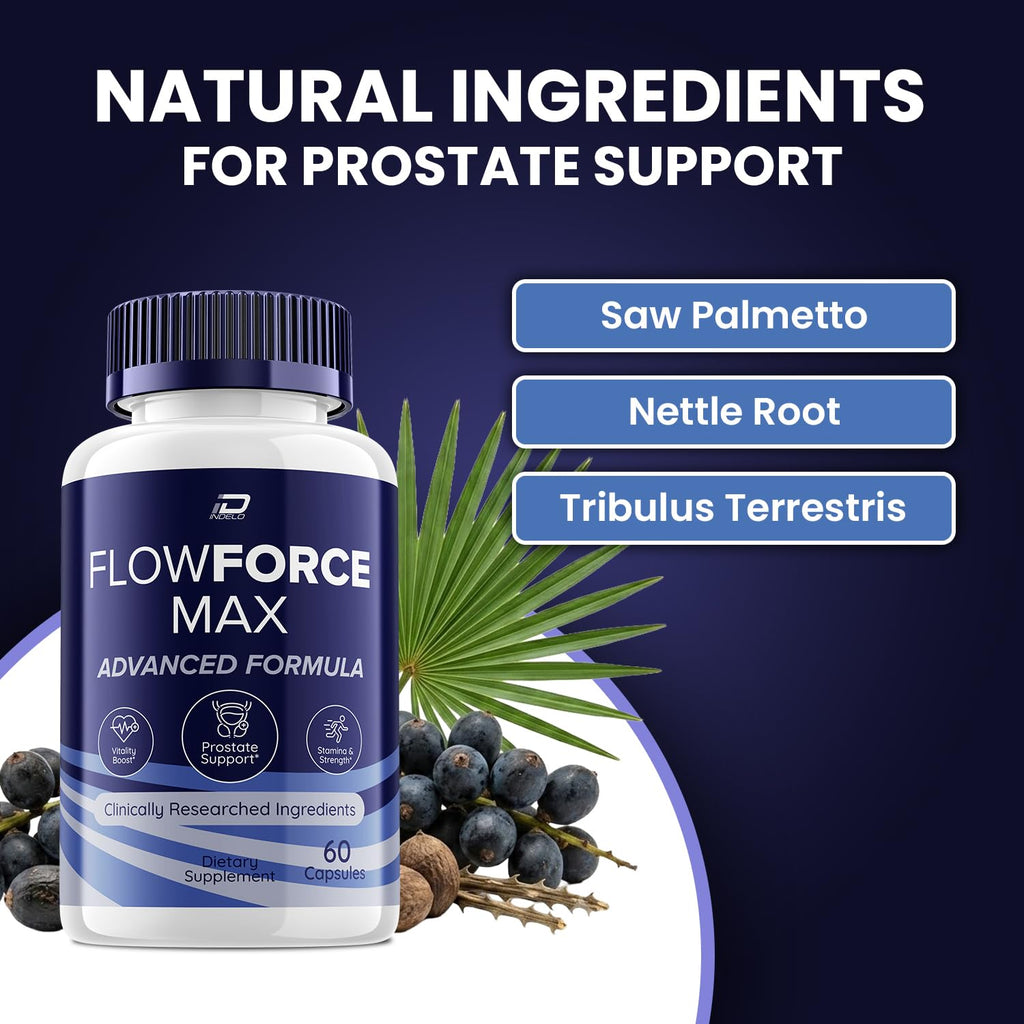 Indelo (2 Pack) FlowForce Max Advanced Formula - Energy, Supplement for Men, FlowForce Max, Flowforce Max for Health Support, Reviews (120 Capsules)