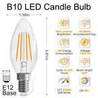 GvvooHome E12 Candelabra Bulb 40 watt Equivalent, E12 LED Bulb Dimmable Chandelier Light Bulbs, B10 Candle Light Bulbs 2700K Soft White, 90+CRI, 400LM, Clear Glass, 12 Pack