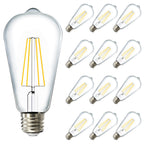 12 Pack Dusk to Dawn LED Outdoor Lights Bulb, ST64 Edison Style Automatic Light Sensing Bulbs, 800 LM, 7W (60W Equivalent), ST19, 3000K Warm White, E26 Base UL