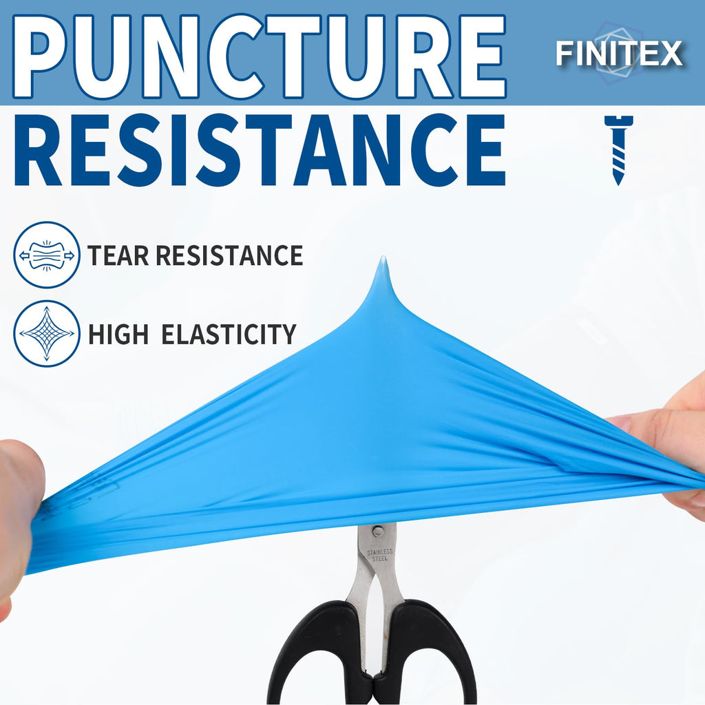 FINITEX Blue Disposable Nitrile Exam Gloves - 200 PCS/BOX 3.5mil Rubber Powder-Free Latex-Free Medical Examination Home Cleaning Food Gloves, LARGE
