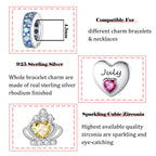Birthstone Dangle Charms: 925 Sterling Silver Heart Bead Charms for Pandora Bracelets and Necklaces, Birthday Mother's Day Christmas Jewelry Gifts For Women (July)