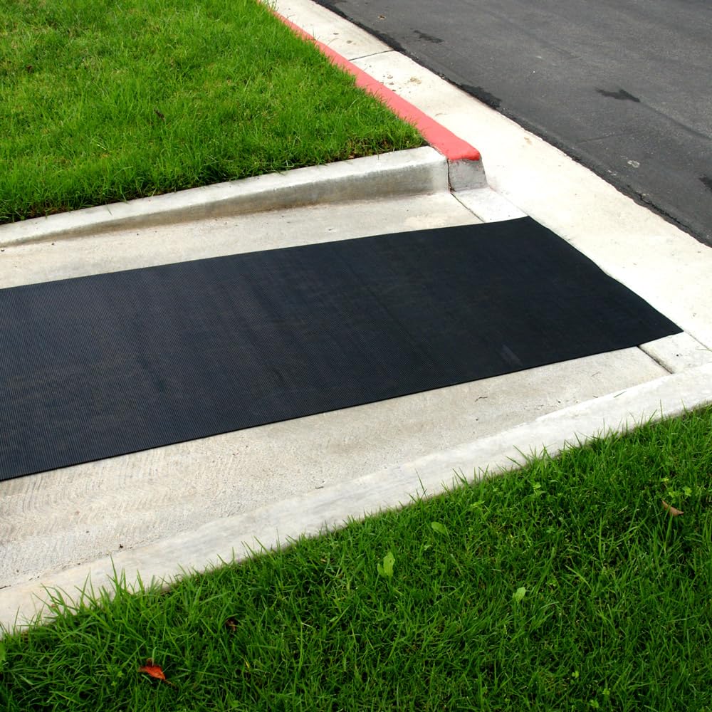 Rubber-Cal Ramp Cleat Non-Slip Outdoor Rubber Mats - 1/8" x 3 ft x 8 ft