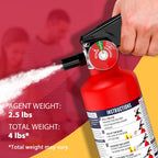 Ougist ABC Fire Extinguisher for Home & Vehicle - 2.5 lb 1-A:10-B:C Rated, Dry Chemical Fire Safety with Quick-Release Handle, Certified for Kitchen/Car/Boat Use-Model FF1KG-2Pack