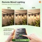 addlon 50FT LED Outdoor String Lights, Remote Dimmable Patio Lights with Timer & 3 Lighting Modes, 16 Shatterproof Edison Bulbs, Waterproof Connectable String Lights for Outside Backyard Party Décor