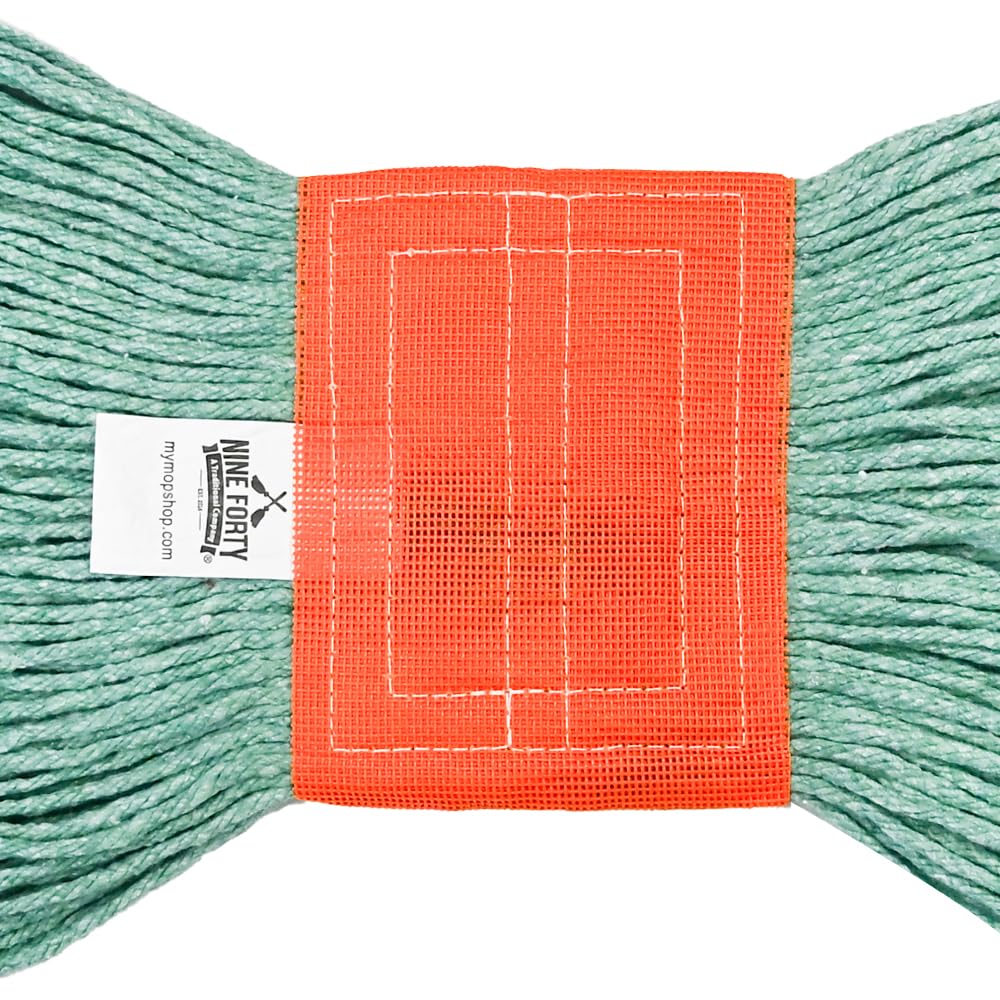 Nine Forty 2-Pack Industrial and Commercial-Grade Looped End Wet Mop Head Refill - Heavy Duty 20 Inch 4-Ply Premium Synthetic Yarn - for Optimal Absorption and Durability - Green (2 Pack, Large)