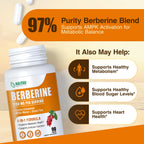 Organic Berberine Supplement-Berberine with Ceylon Cinnamon, Bitter Melon & Green Tea Extract, Supports Cholesterol Health & Immune Function. Third-Party Tested(Made & Tested in USA)-90 Capsules