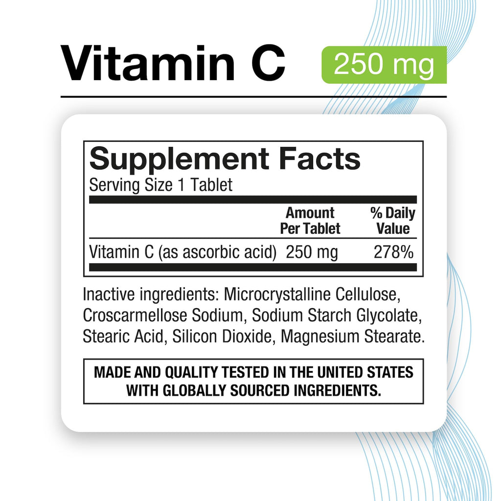 Puregen Labs Vitamin C 250 MG -Total 400 Tablets Supports a Healthy Immune System & Antioxidant Protection | Non-GMO | Gluten Free - 2 Pack