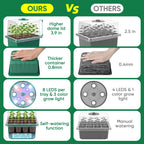 BlumWay Self-Watering Seed Starter Tray with Grow Light, 5 Pack 60 Cells