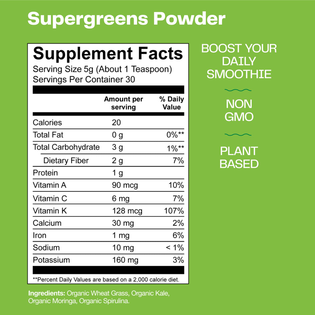 Amazing Grass Super Greens Booster: Greens Powder Smoothie Mix with Spirulina,Moringa,Wheat Grass & Kale Smoothie Booster,Chlorophyll Providing-Greens,30 Servings,(Pack of 2)