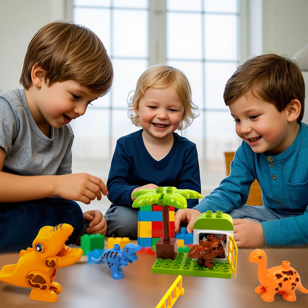 Marble Run Building Blocks Ages 3+, 121 PCS STEM Toy with 6 Dinosaurs