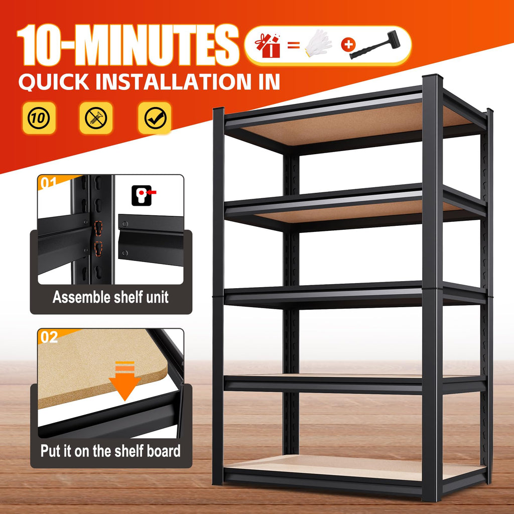 JOJUOU Set of 3 46" W Garage Shelving-2050 lbs 5 Tier Storage Shelves,Adjustable Heavy Duty Metal Shelving Unit and Storage Large Rack,Utility Steel Shelf for Warehouse Industrial Pantry 71"x46"x18"