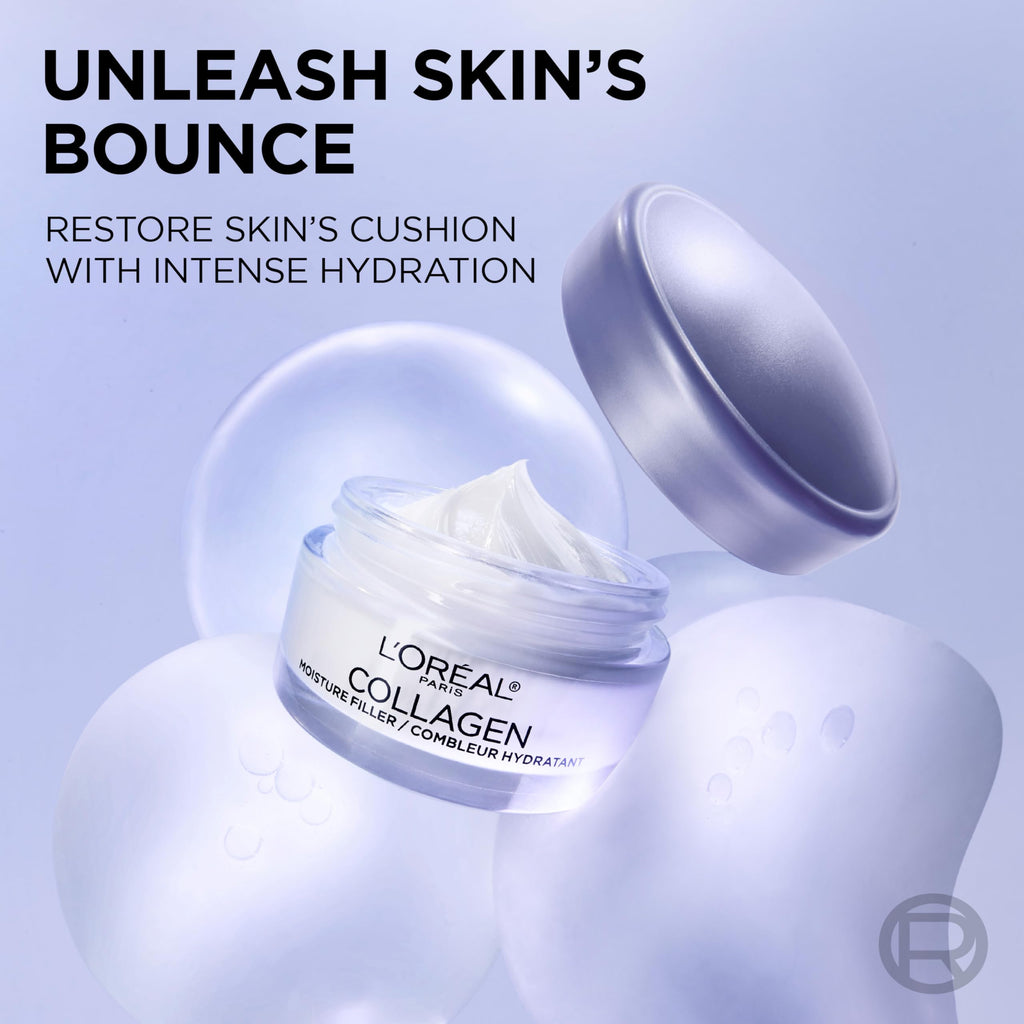 L'Oreal Paris Collagen Moisture Filler Face Cream, Anti-Aging Face Moisturizer, Non-Greasy Skin Care Formula For Up to 48HR Hydration, 3.4 Oz