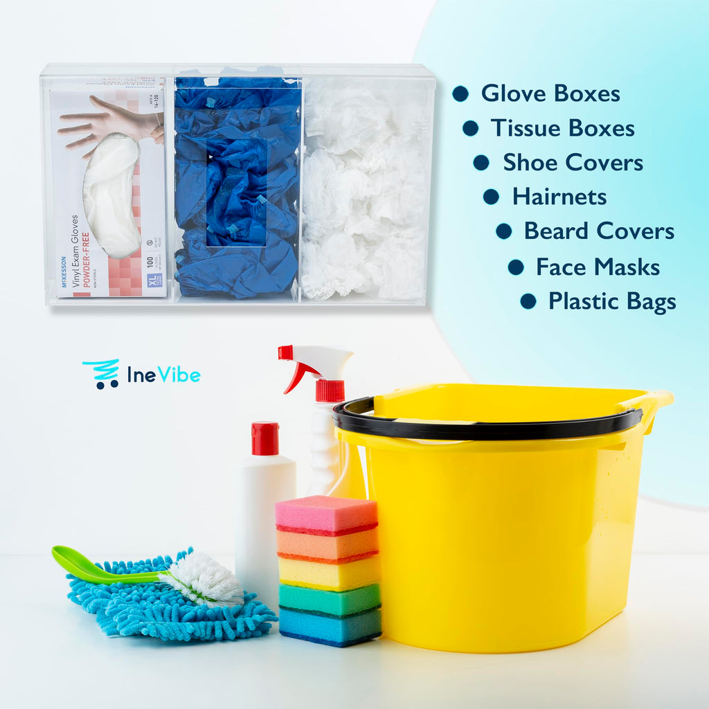 IneVibe 3 Compartment Hygiene Holder with Lid for Home or Office (Triple)