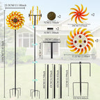 VEWOSTAR 13Inch Metal Sunflower Wind Spinner Outdoor Decor with Stake