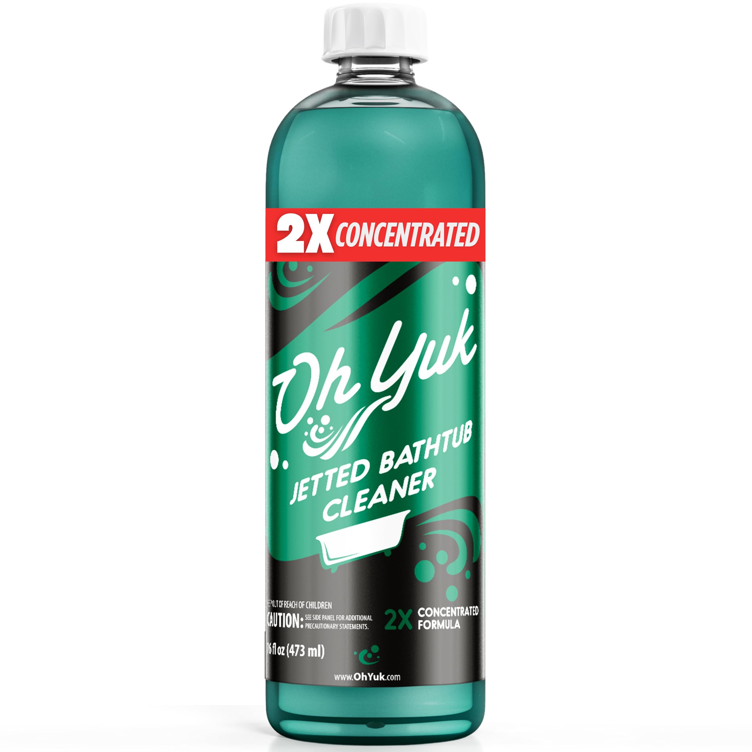 Oh Yuk Jetted Tub Cleaner 2X Concentrated – Deep Cleaning Jetted Bathtub & Jacuzzi Cleaner for Tub Systems with Jets – Removes Buildup – 16 fl oz