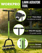 WORKPRO 38” Lawn Aerator Tool with 17 Spikes, Manual Lawn Aerators