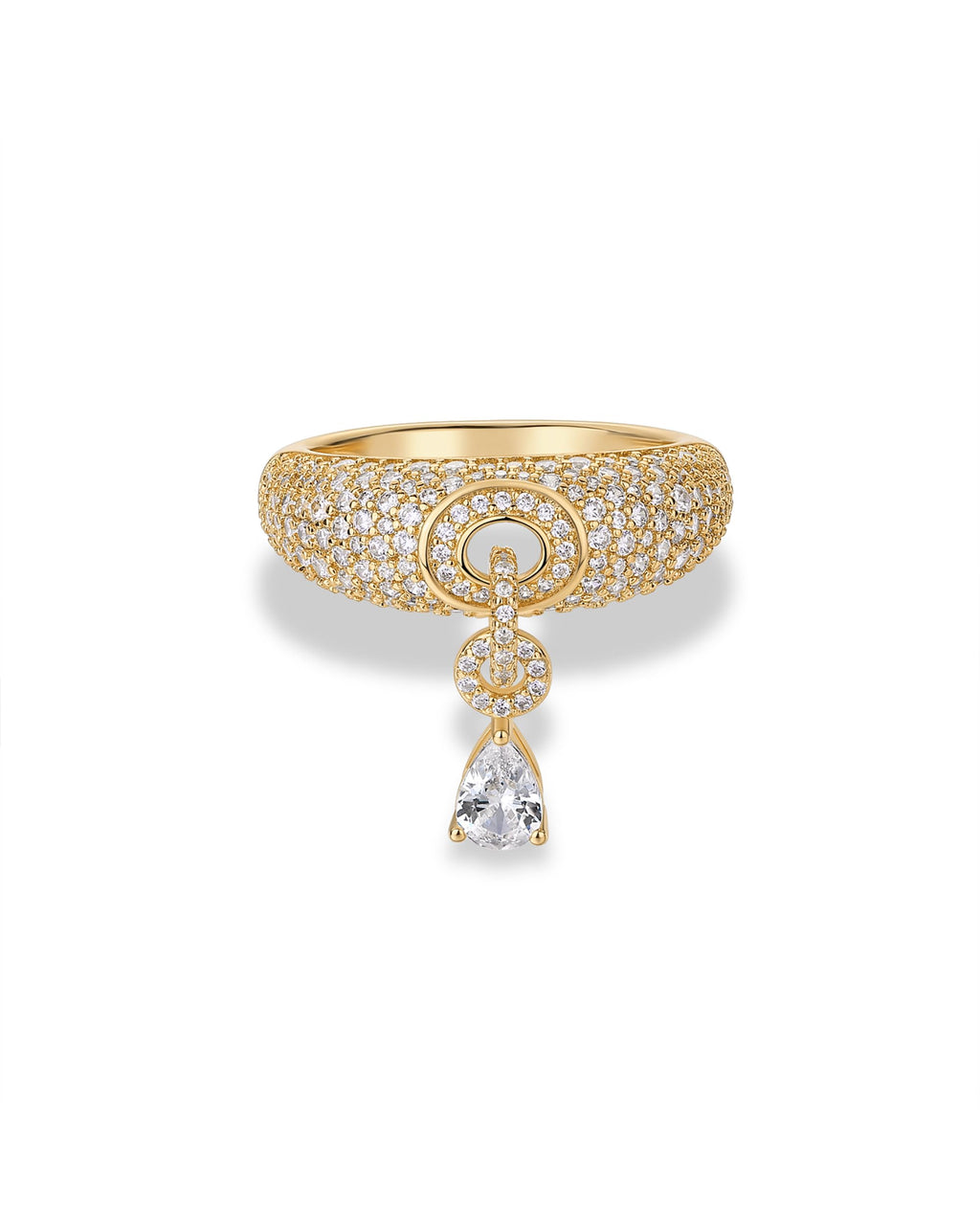PAVOI 14K Yellow Gold Plated Dangle Wedding Ring for Women, Yellow Gold