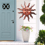 VCUTEKA Outdoor Metal Wall Art 27 Inch Sun Wall Decor for Garden Fence Yard